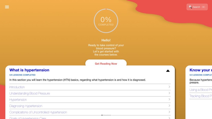 Hypertension education site screenshot