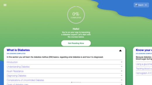Type 2 diabetes education site screenshot